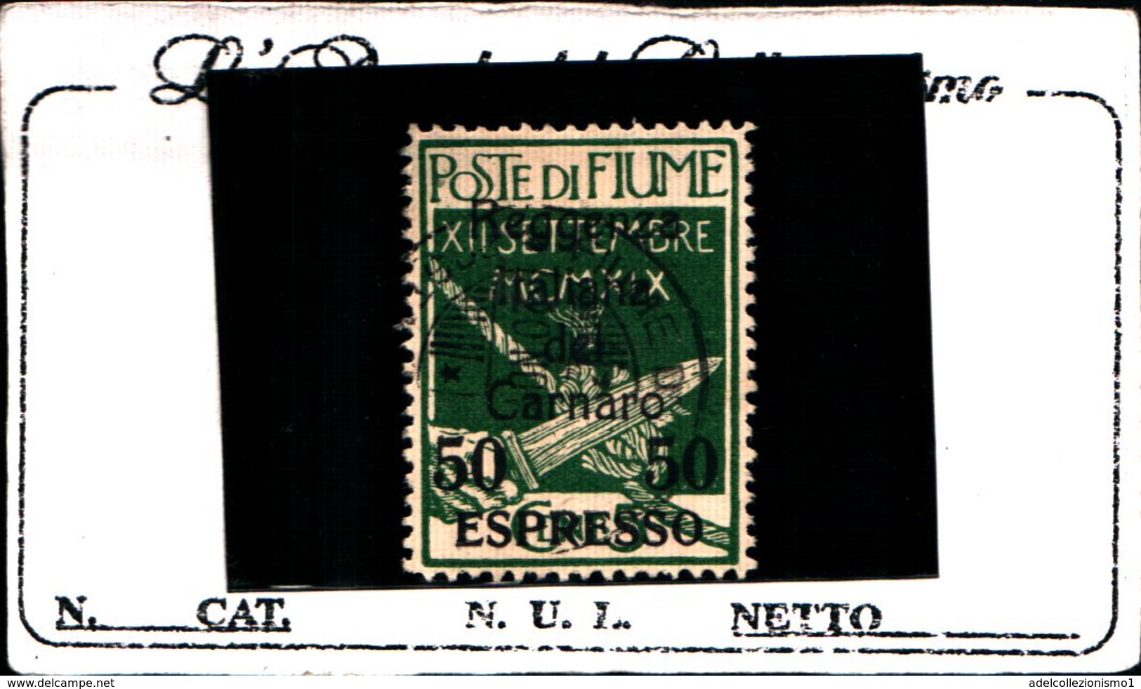 93729) ITALIA -50 C. Su 5 C.Reggenza Italiana Nel Carnaro Soprastampati Arbe - ESPRESSI - 28 Novembre 1920-USATO-FIRM - Fiume