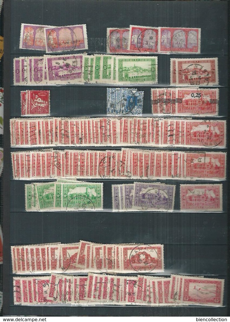 Algérie. Petit Stock De Timbres Oblitérés Dont Variété 5eme Arbre,arbre Coupé Ou Autres, Cote > 1000€ - Collections, Lots & Series