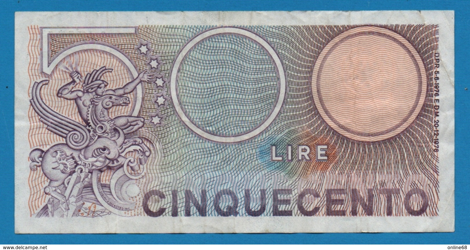 ITALIA 500 Lire	20.12.1976	# V21  947575 P# 95 - 500 Lire