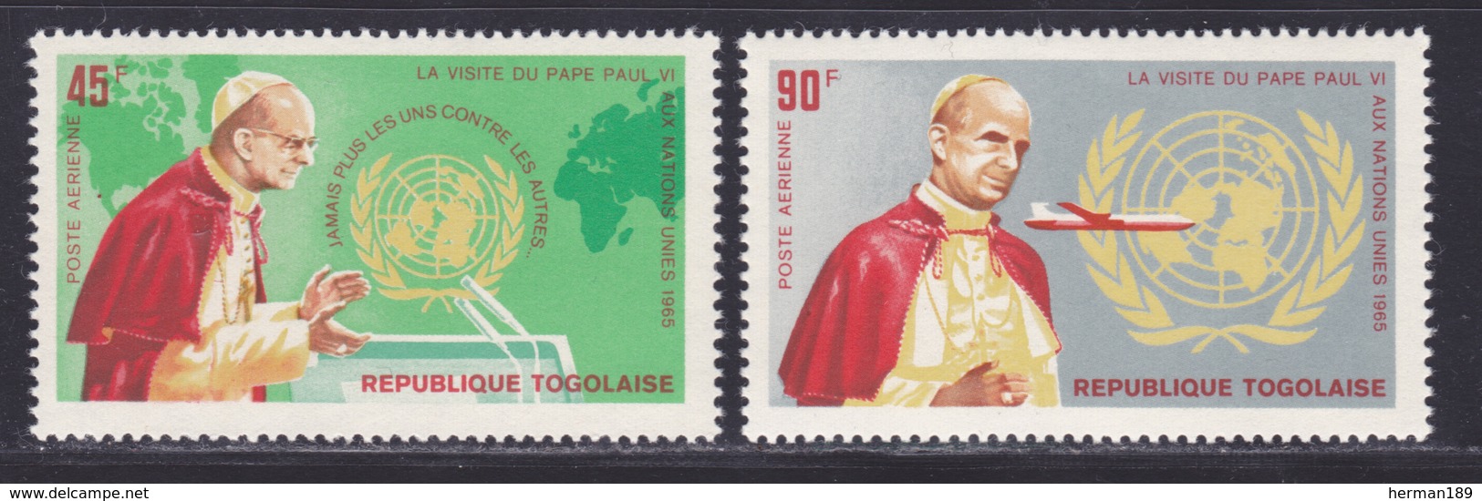 TOGO AERIENS N°   51 & 52 ** MNH Neufs Sans Charnière, TB (D9410) Visite Du Pape Paul VI Aux Nations Unies - 1966 - Togo (1960-...)