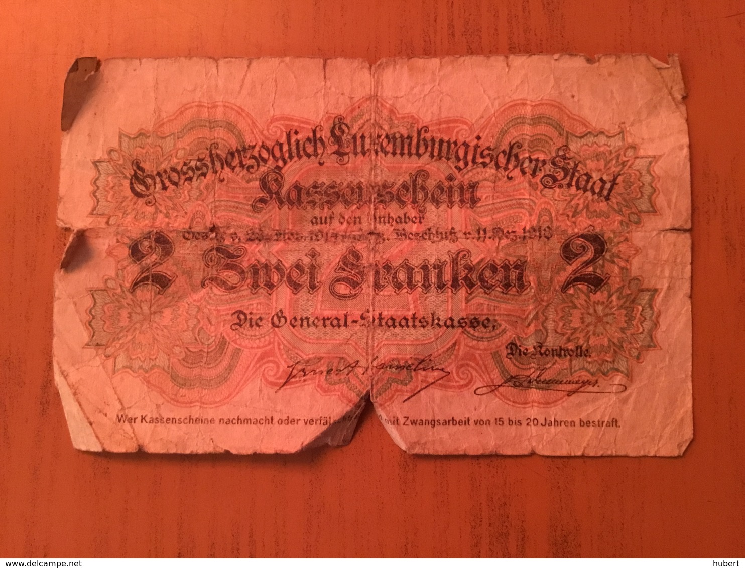 Bon De Caisse 2 Francs Luxembourg - Luxembourg