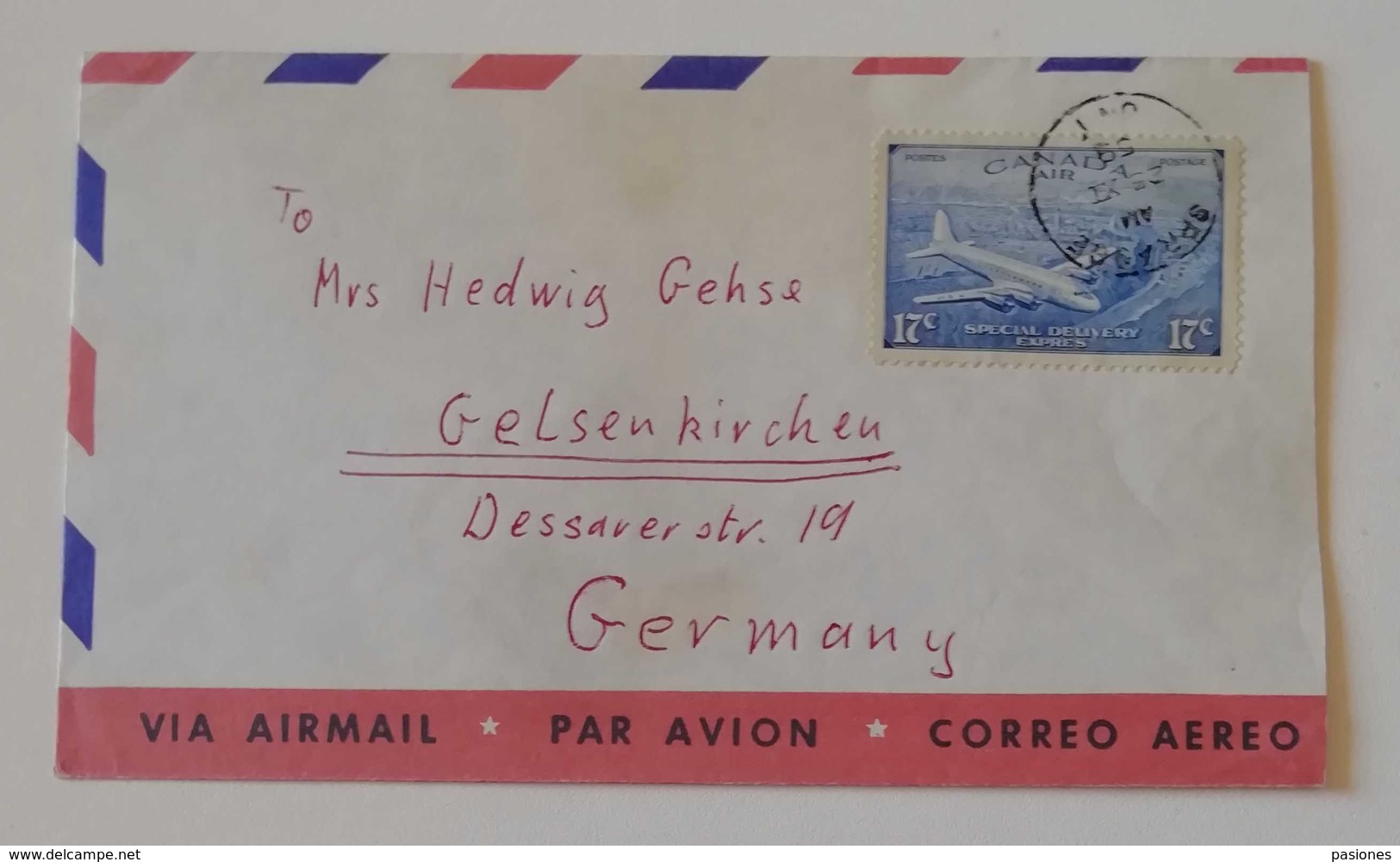Busta Di Lettera Per Via Aerea Per Gelsenkirchen (A) - Anno 1959 - Airmail: Special Delivery