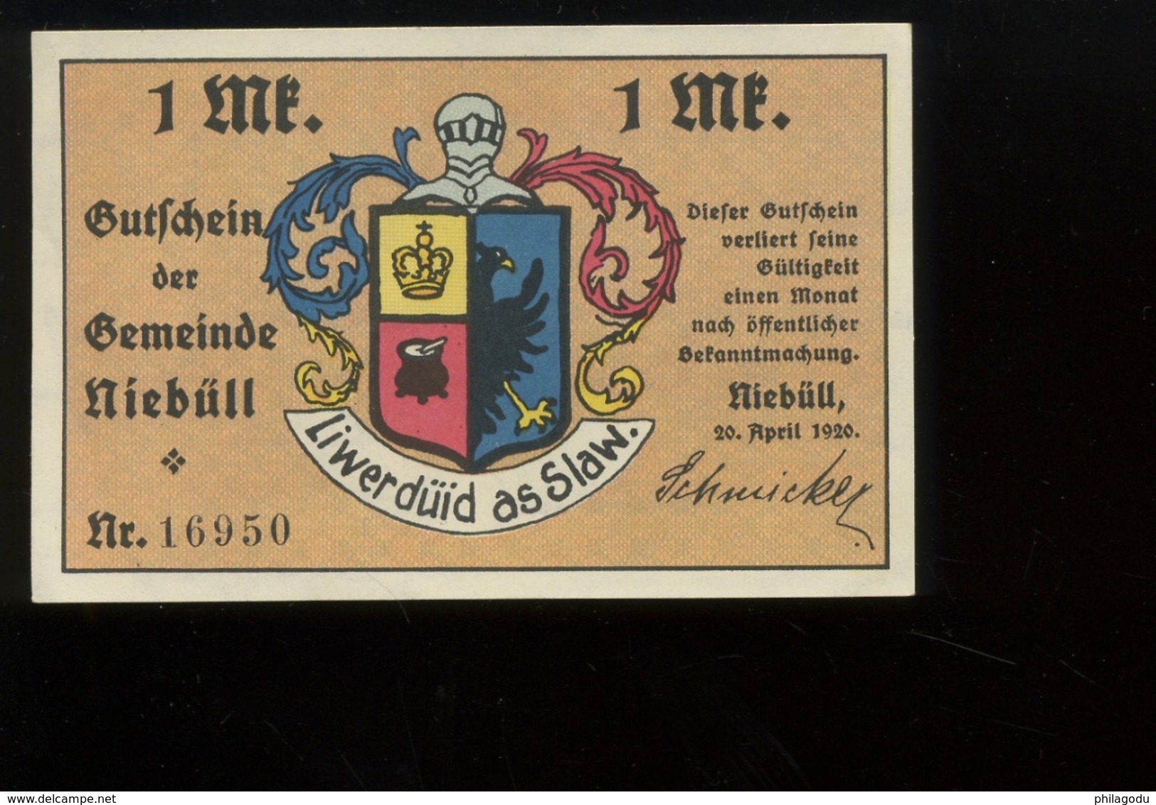 Notgeld.   Stadt Niebüll 1 Mark Mai 1922. Femme Au Rouet.  Laine. Woll.  SUPERBE Aucun Pli  TEXTILE  HERALDIQUE - Zonder Classificatie