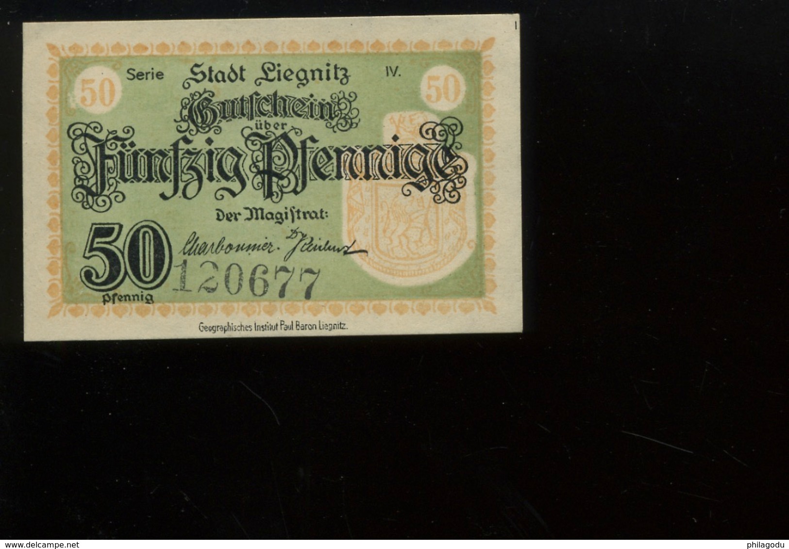 Notgeld.   Stadt Leignitz. 50 Pfg   Serie IV.    Alte Rathaus SUPERBE Aucun Pli - Ohne Zuordnung