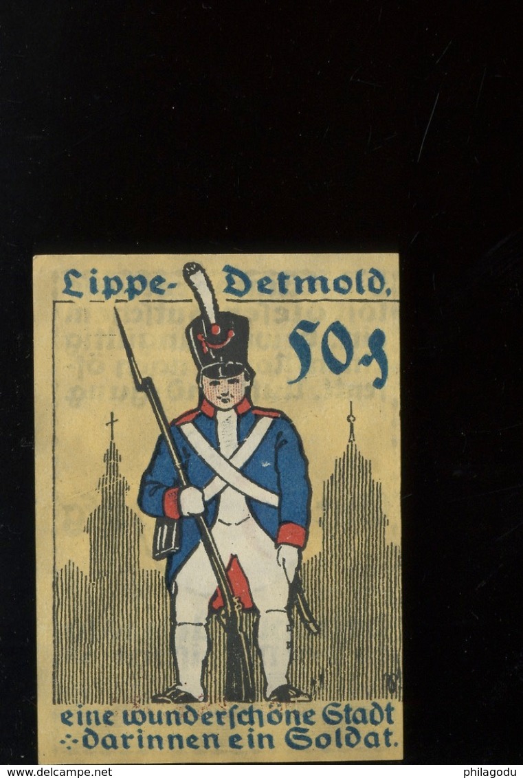 Notgeld.   Stadt Lippe - Detmold. 50 Pfg   Soldat    SUPERBE Aucun Pli - Non Classificati