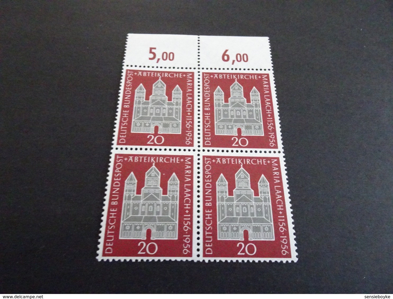 K30704  Stamp In Bloc Of 4   With Tabs    MNH Germany 1956 - SC. 747 - Maria Laach Abbey - - Unused Stamps