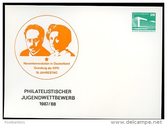 DDR PP18 C1/010 Privat-Postkarte LIEBKNECHT LUXEMBURG Jena 1988  NGK 3,00 € - Cartes Postales Privées - Neuves