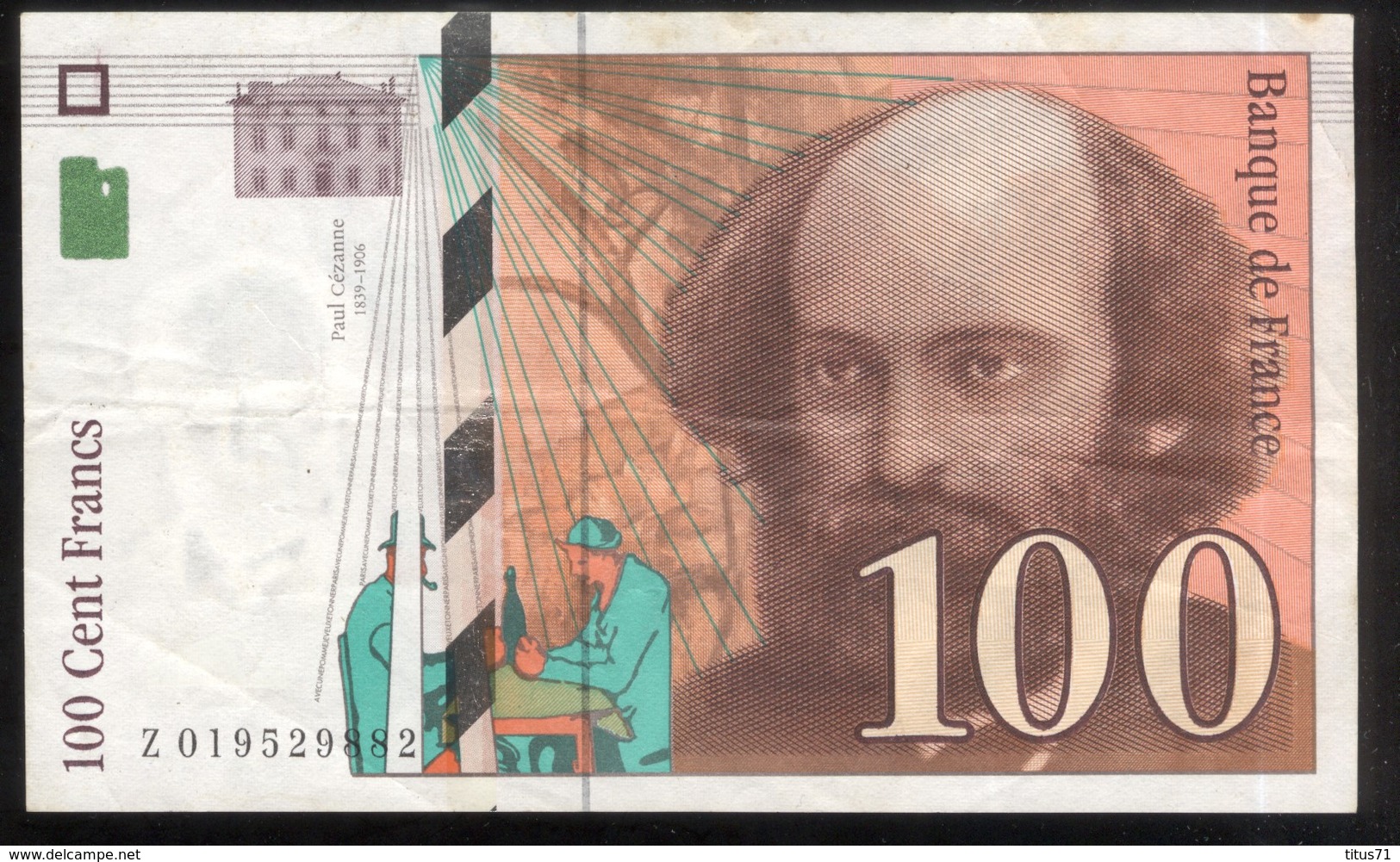 Billet 100 Francs France Cézanne 1997 Lettre Z - 100 F 1997-1998 ''Cézanne''