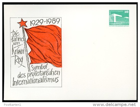 DDR PP18 C1/012 Privat-Postkarte FAHNE VON KRIWOI ROG Gerbstedt 1989  NGK 3,00 € - Postales Privados - Nuevos