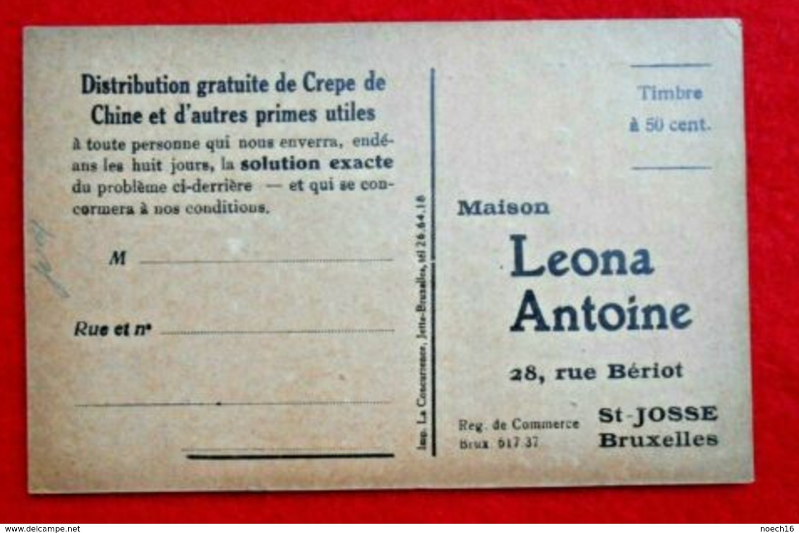 CPA Publicité/ Maison Léona Antoine / St Josse Bruxelles - Advertising