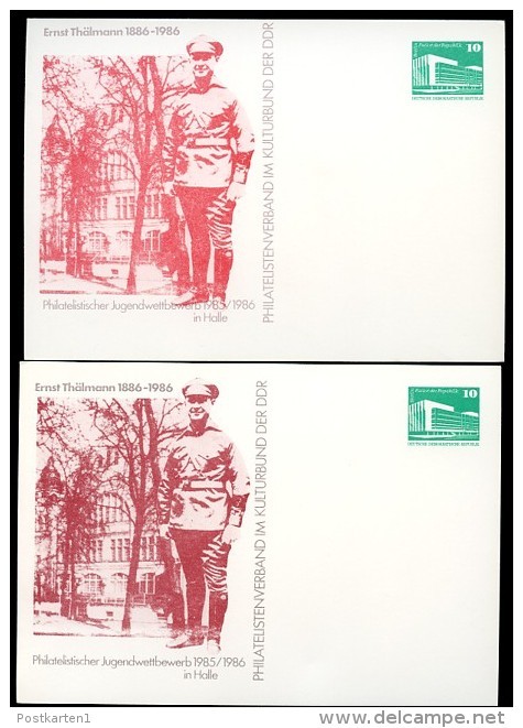 DDR PP18 C2/009a 2 Privat-Postkarten 1. Auflage FARBVARIANTEN Ernst Thälmann Halle 1985  NGK 6,00 € - Cartes Postales Privées - Neuves