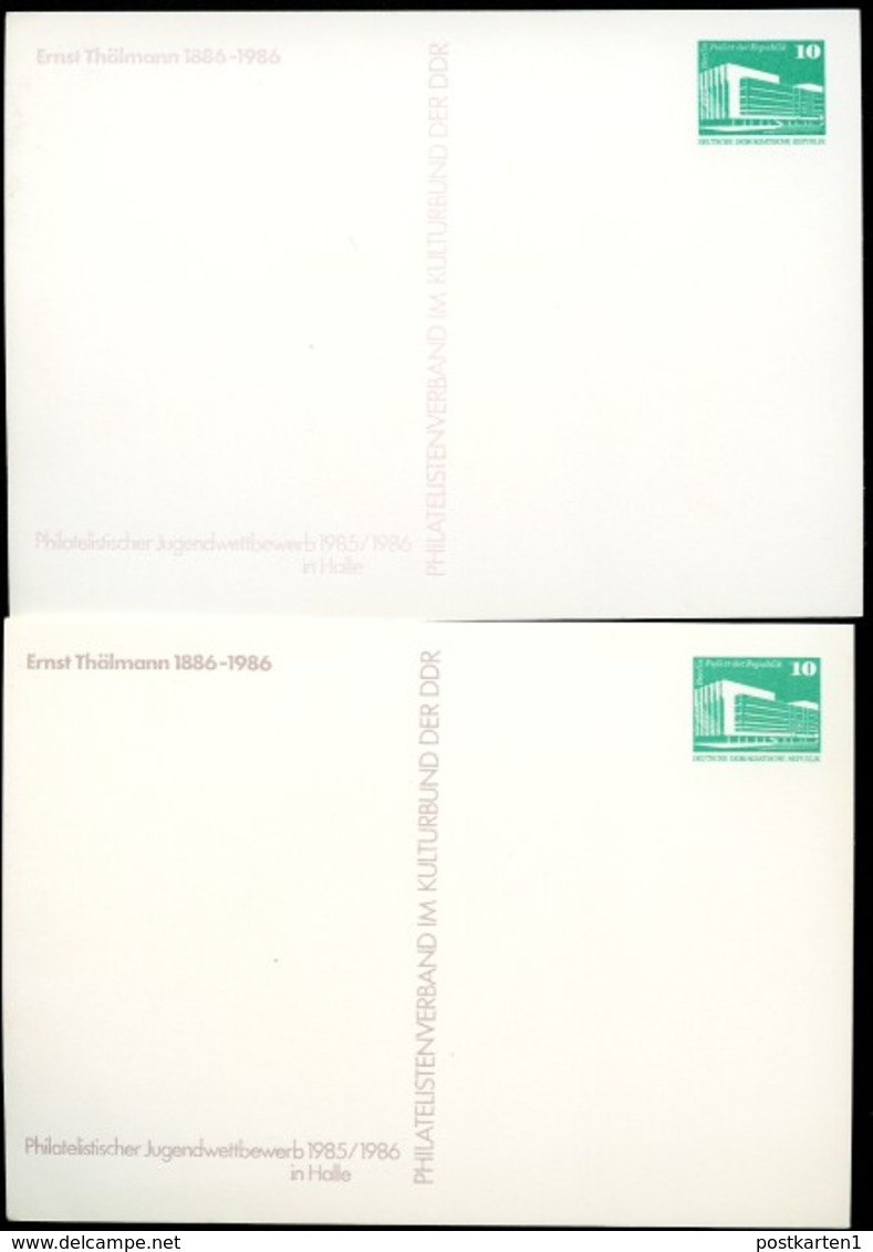 DDR PP18 C2/009a 2 Privat-Postkarten FARBAUSFALL WEINROT Thälmann 1985 - Private Postcards - Mint