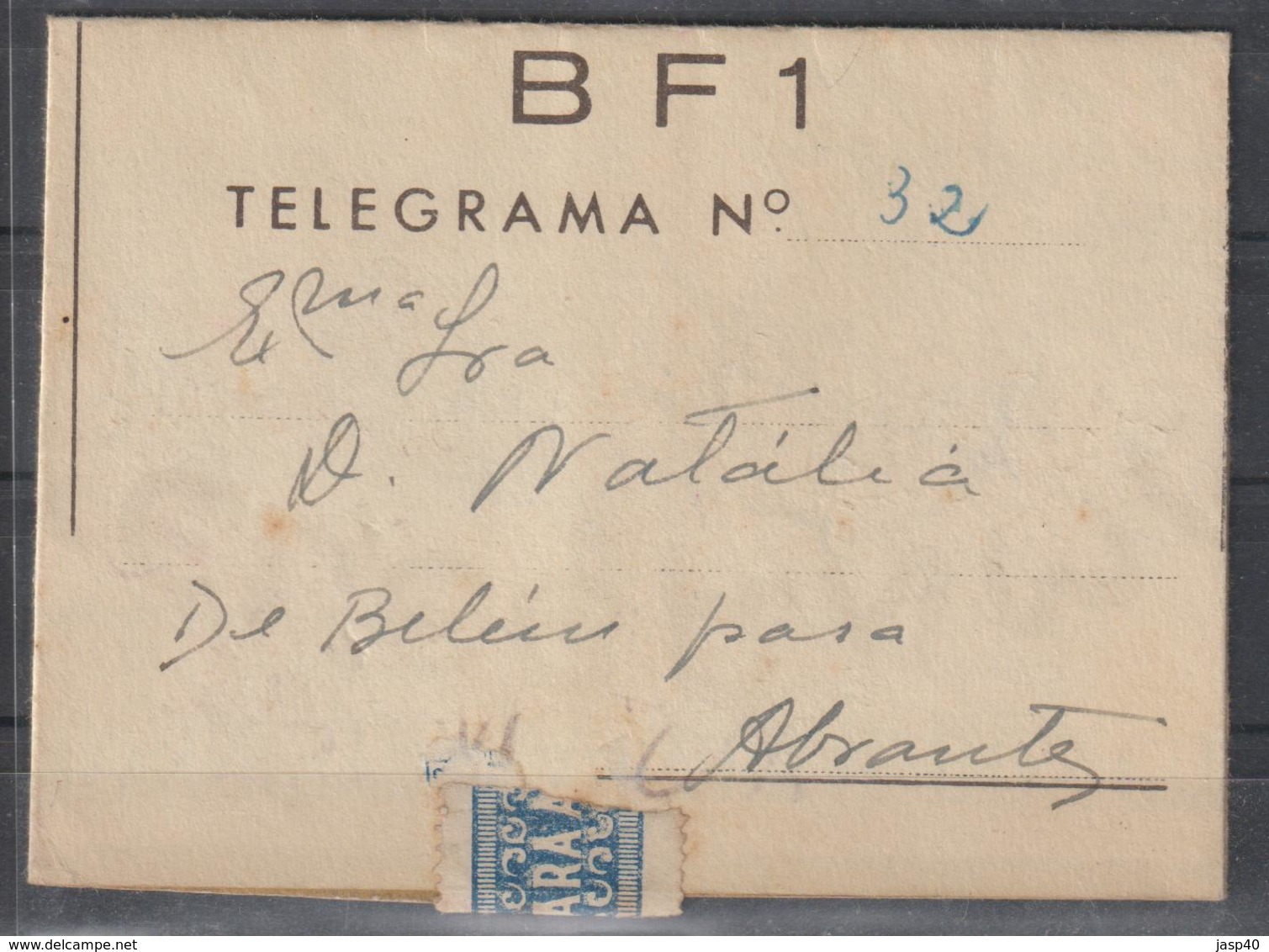 TELEGRAMA DE LISBOA PARA ABRANTES - Cartas & Documentos