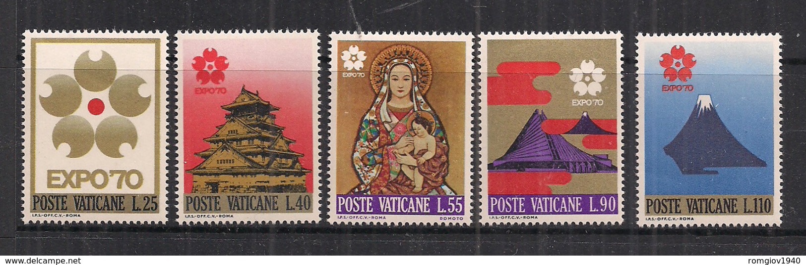 VATICANO 1970 ESPOSIZIONE UNIVERSALE DI OSAKA SASS. 479-483  MNH XF - Neufs