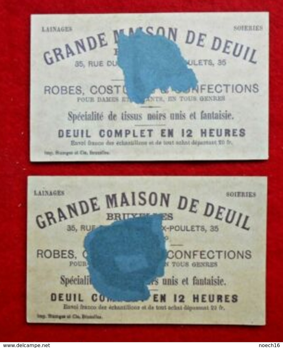 2 Cartes Pub - Grande Maison De Deuil - Bruxelles - Cartes De Visite