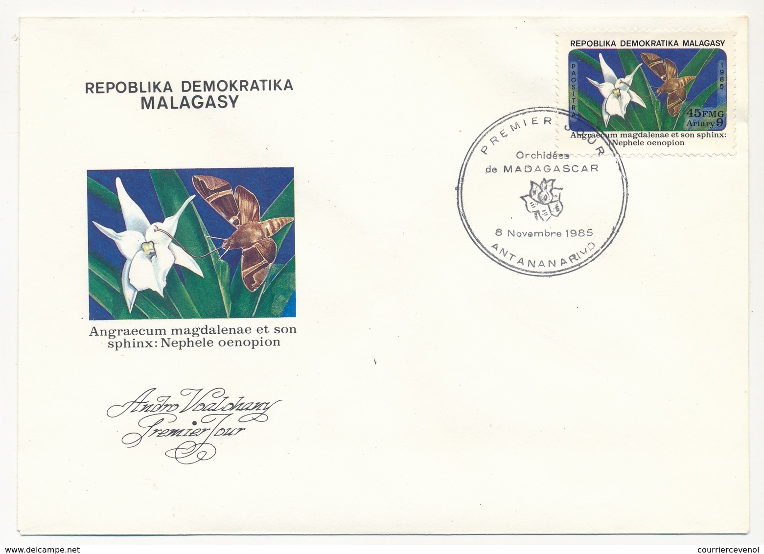 MADAGASCAR - 6 Enveloppes FDC - 6 Valeurs (dont BF) Orchidées De Madagascar  - 1985 - Madagascar (1960-...)