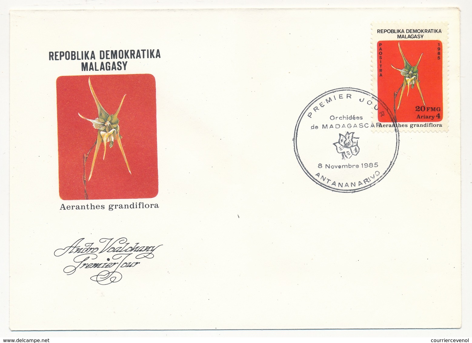 MADAGASCAR - 6 Enveloppes FDC - 6 Valeurs (dont BF) Orchidées De Madagascar  - 1985 - Madagascar (1960-...)