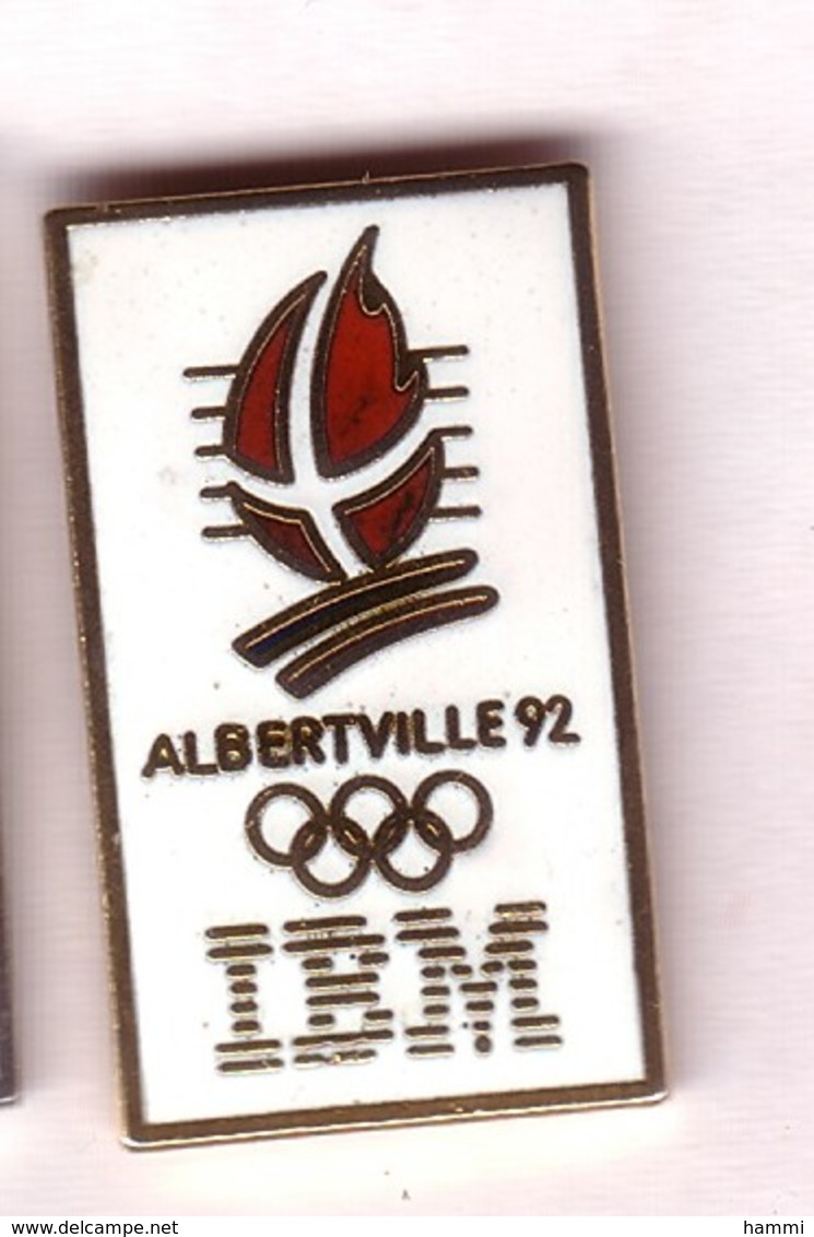 CC260 Pin's Albertville Ibm Signé C Dos Pas Lisse Agf Doré Achat Immédiat - Informatique