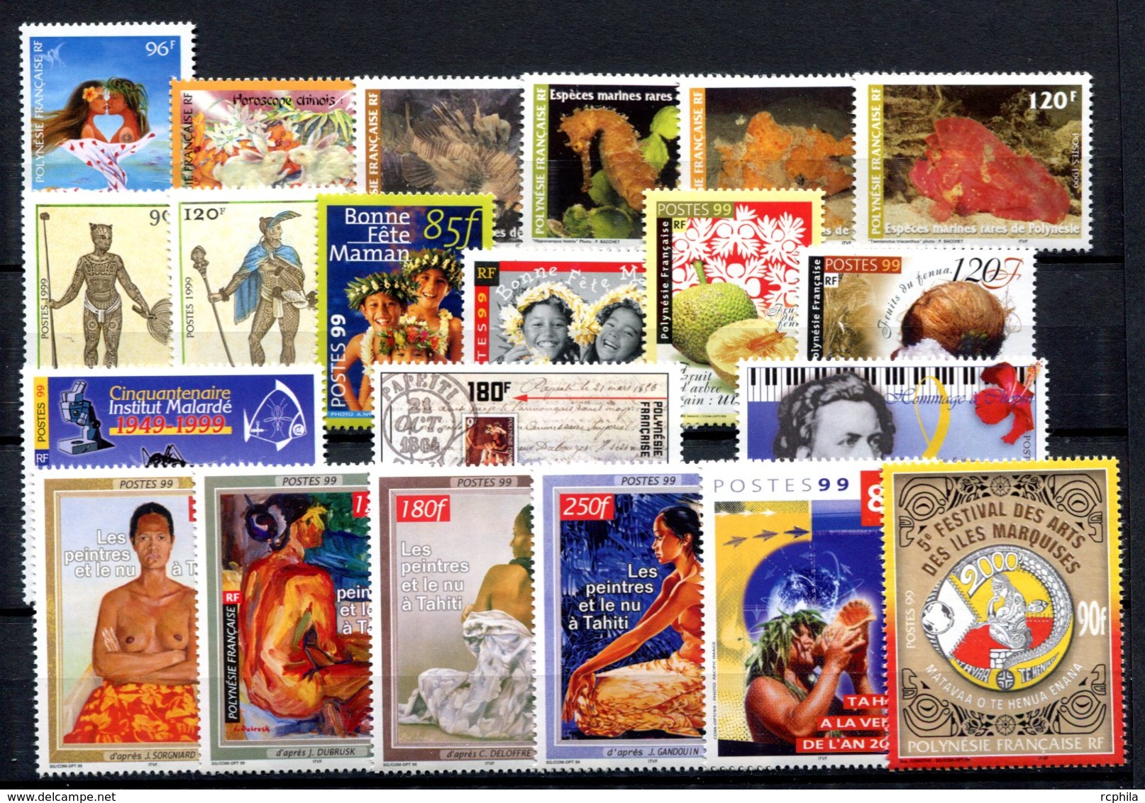 RC 16342 POLYNESIE COTE 79,50€ - 1999 ANNÉE COMPLETE SOIT 21 TIMBRES N° 578 / 609 SAUF CARNET C590 NEUF ** MNH TB - Années Complètes