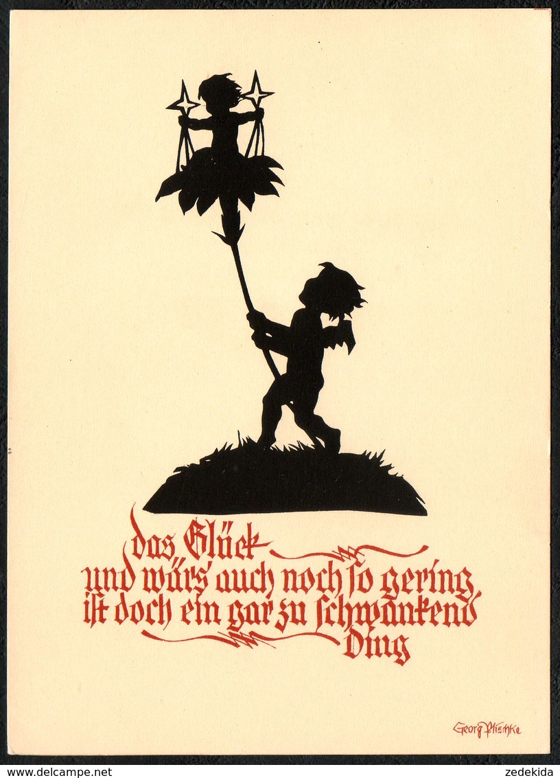 D4470 - Plischke Karte - Elfe Engel Werner Klotz - Scherenschnitt - Silhouette