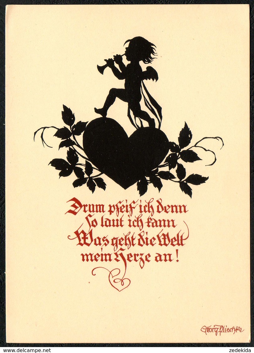 D4472 - Plischke Karte - Engel Angel - Werner Klotz - Scherenschnitt - Silhouette