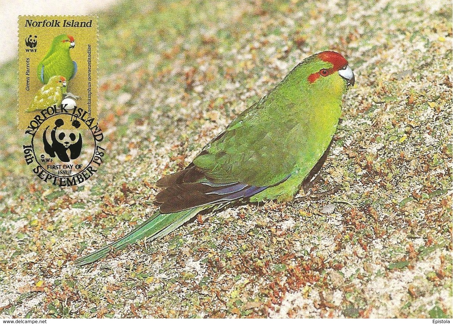 1987 - NORFOLK ISLAND (Australia) - Red Fronted Parrot - Perroquet à Calotte Rouge WWF - Autres & Non Classés