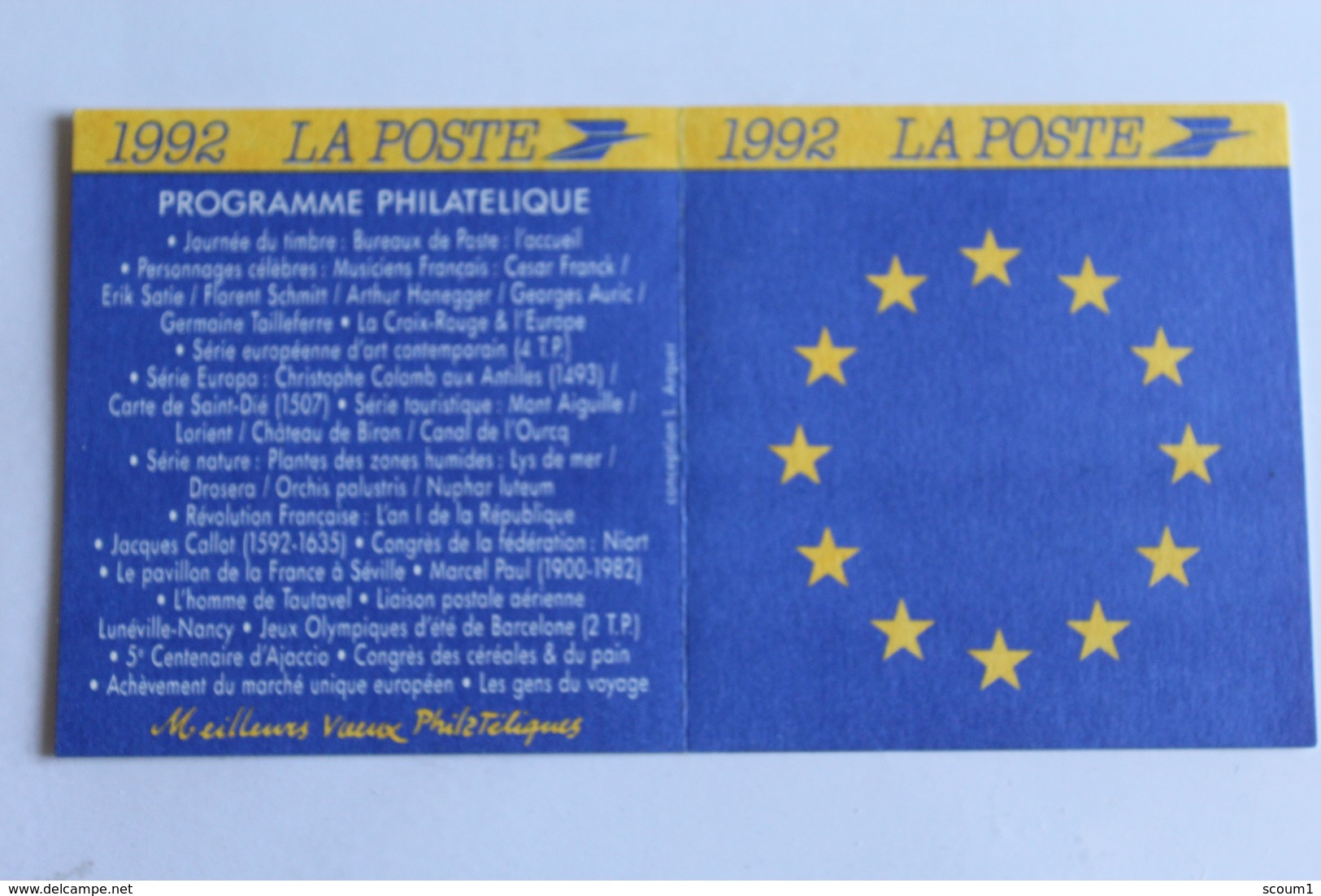 Petit Calendrier 1992 Offert Par La Poste - Petit Format : 1991-00