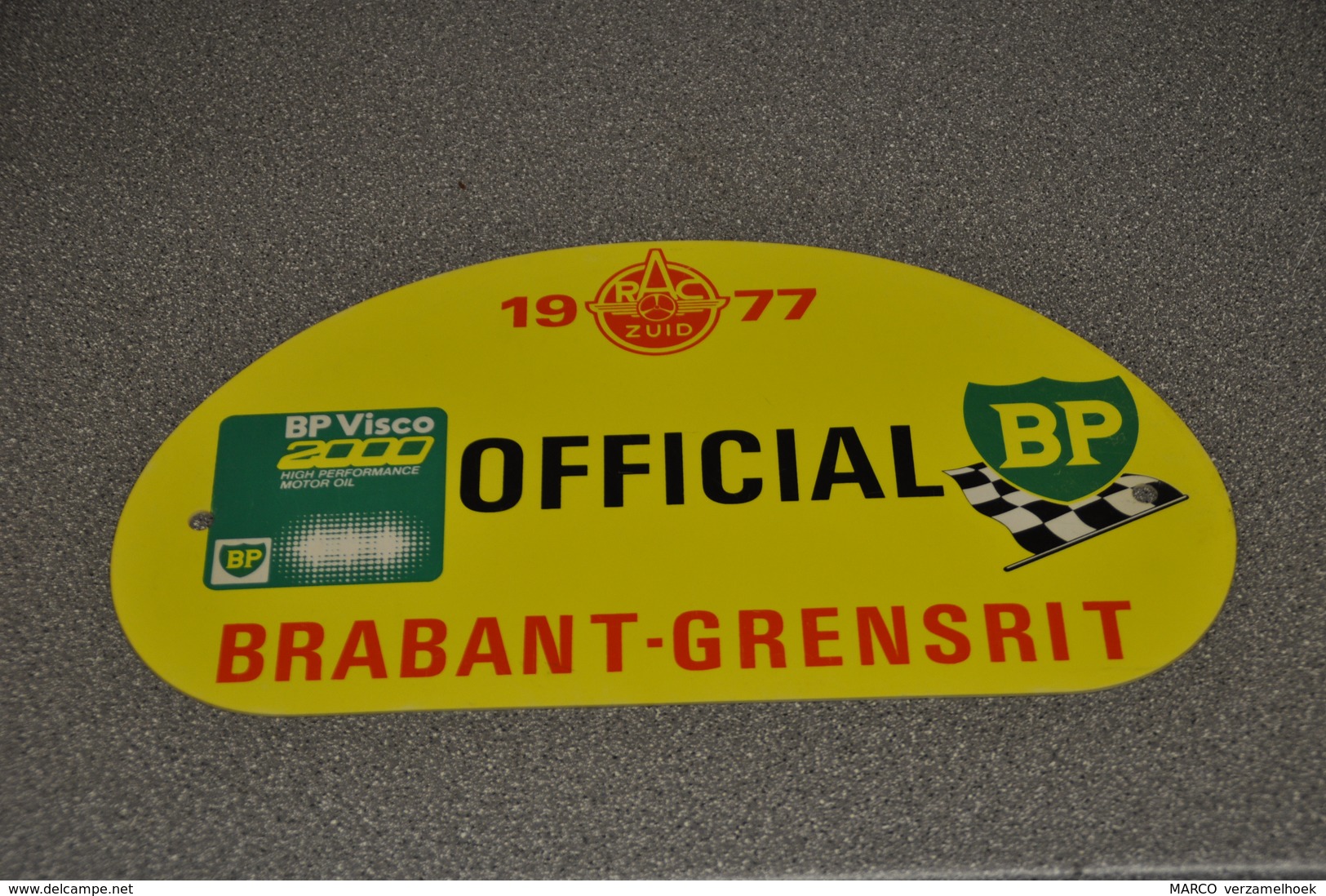 Rally Plaat-rallye Plaque Plastic: 34e Brabant-grensrit OFFICIAL 1977 RAC-zuid Tilburg Totaal - Targhe Rallye