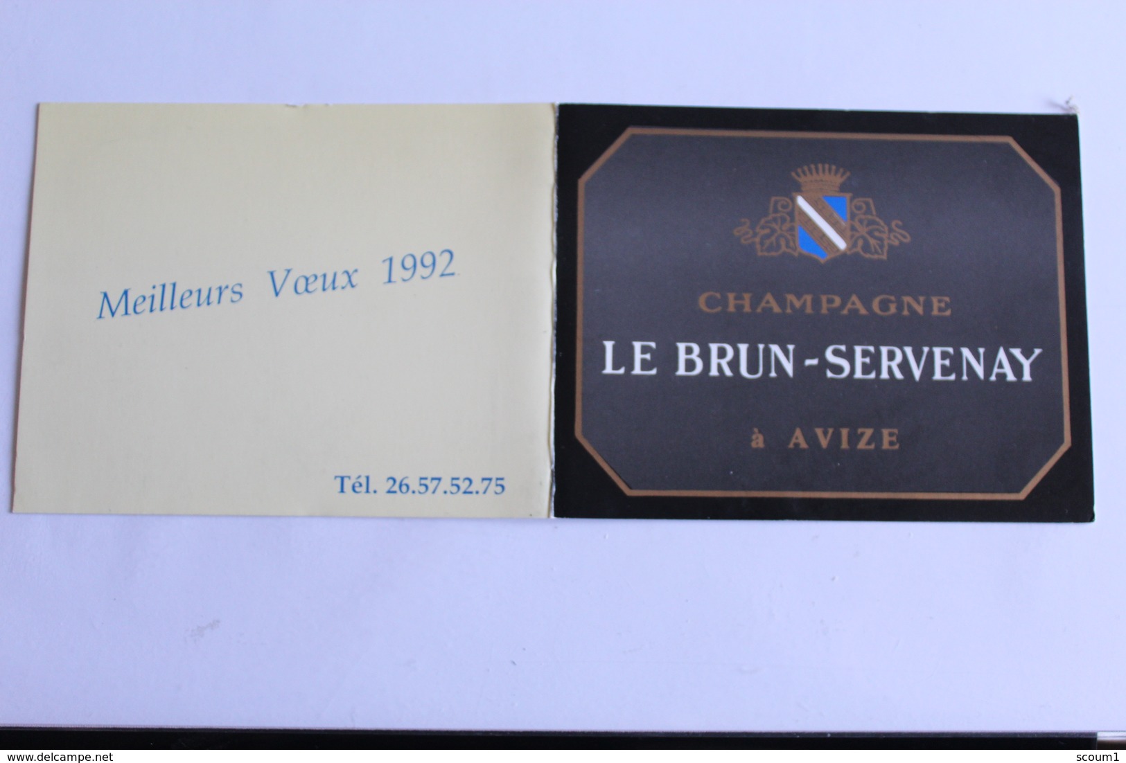 Petit Calendrier 1992 Offert Par Les Champagne LE BRUN SERVENAY A AVIZE - Petit Format : 1991-00
