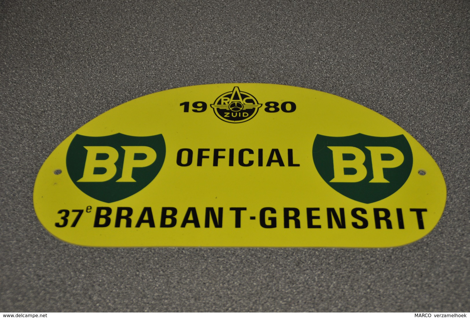 Rally Plaat-rallye Plaque Plastic: 37e Brabant-grensrit OFFICIAL 1980 RAC-zuid BP - Rally-affiches