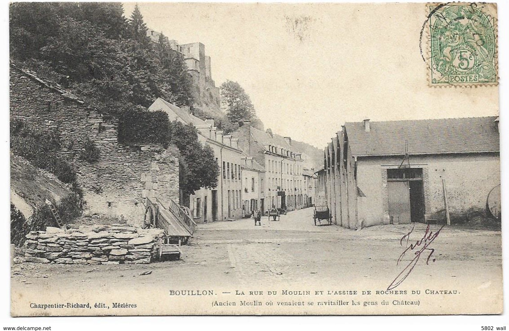 BOUILLON : La Rue Du Moulin Et L'assise Des Rochers Du Château - 1907 - Bouillon