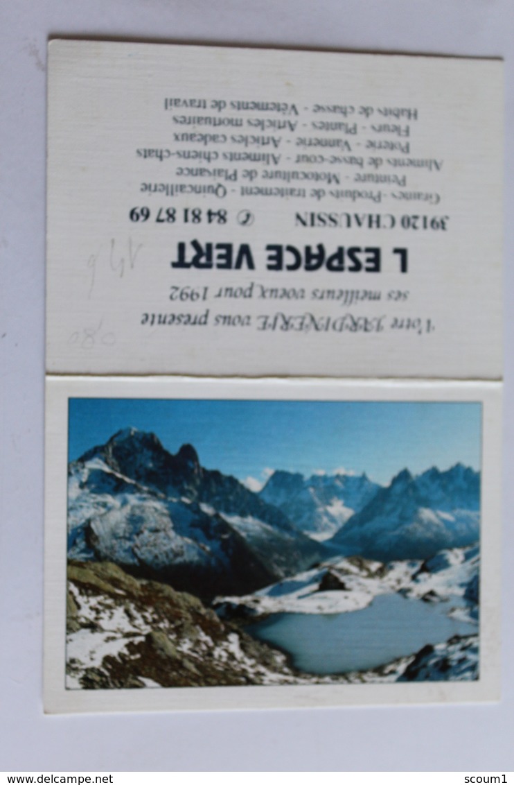 Petit Calendrier 1992 Offert Par L Espace Vert CHAUSSIN 39 Paysage Lac De Montagne - Petit Format : 1991-00