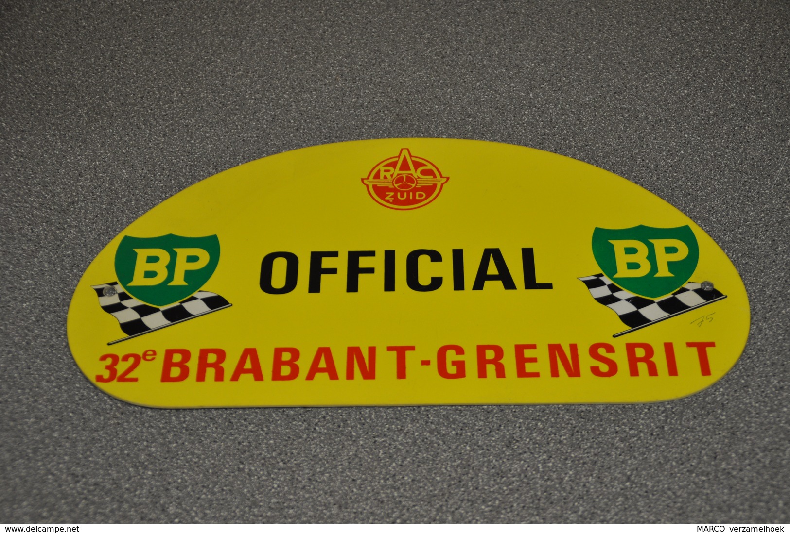 Rally Plaat-rallye Plaque Plastic: 32e Brabant-grensrit OFFICIAL 1975 RAC-zuid BP - Targhe Rallye