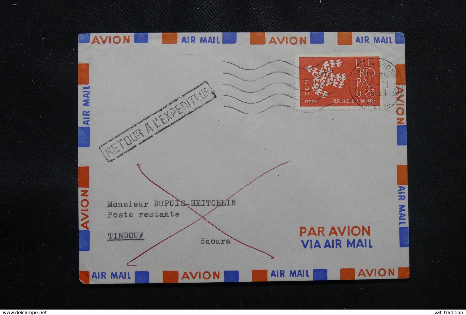 ALGÉRIE - Cachet D'arrivé De Tindouf  Saoura Au Verso D'une Enveloppe De France En 1961- L 57047 - Lettres & Documents