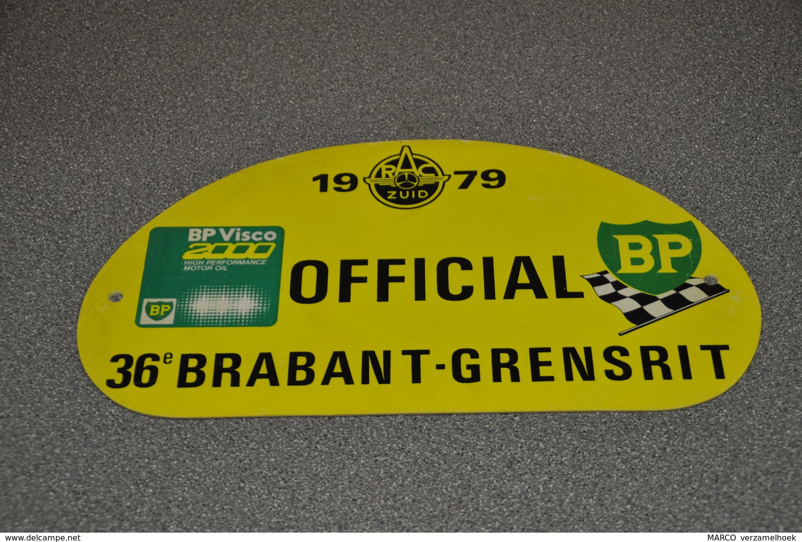 Rally Plaat-rallye Plaque Plastic: 36e Brabant-grensrit OFFICIAL 1979 RAC-zuid BP - Rallye (Rally) Plates