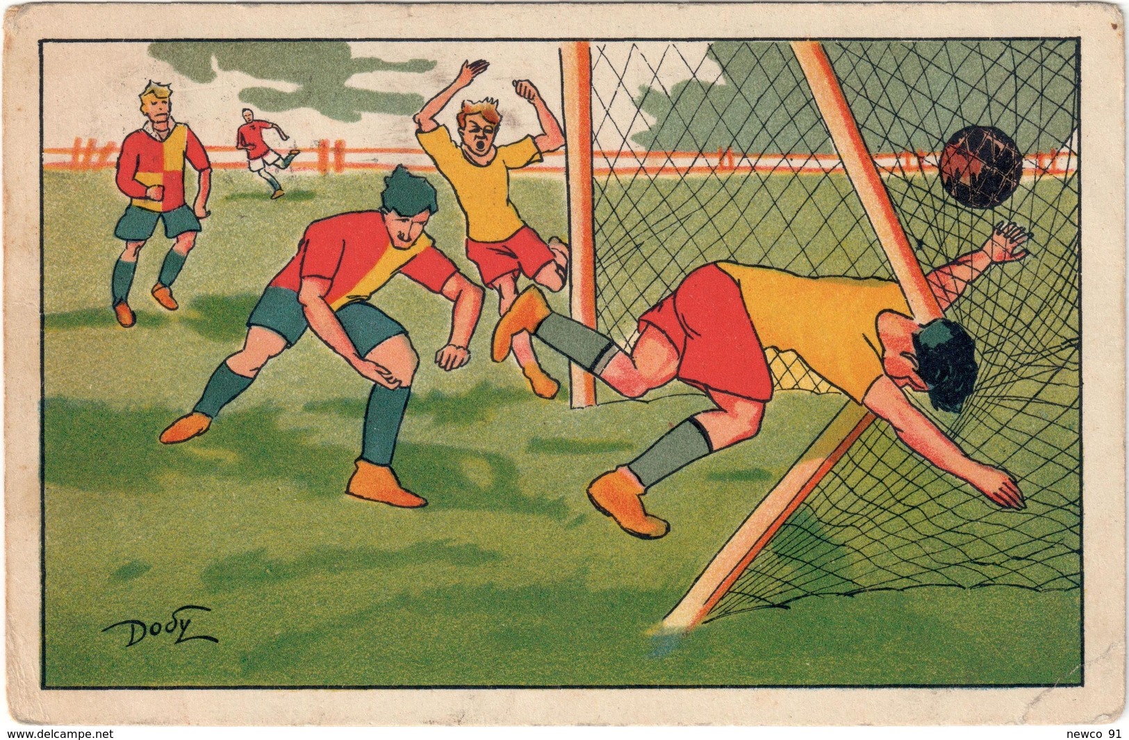 CARTOLINA CON DISEGNO DI UNA PARTITA DI CALCIO - ILLUSTRATA DA DODY - ANNULLO SPECIALE - 4.X.1938 - Altri & Non Classificati