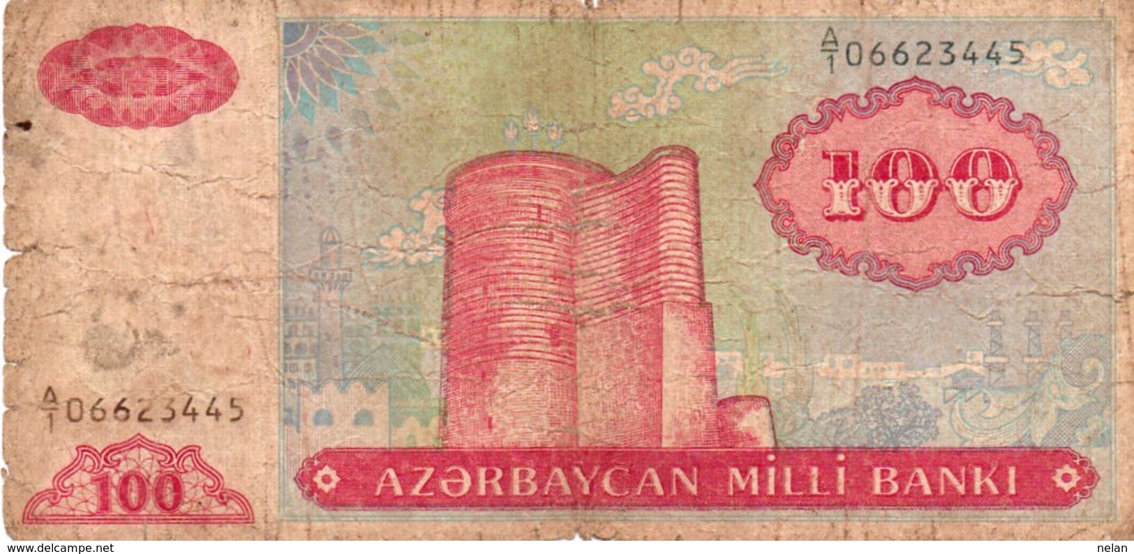 AZERBAIJAN 100 MANAT 1993 P-18a CIRC. - Arzerbaiyán