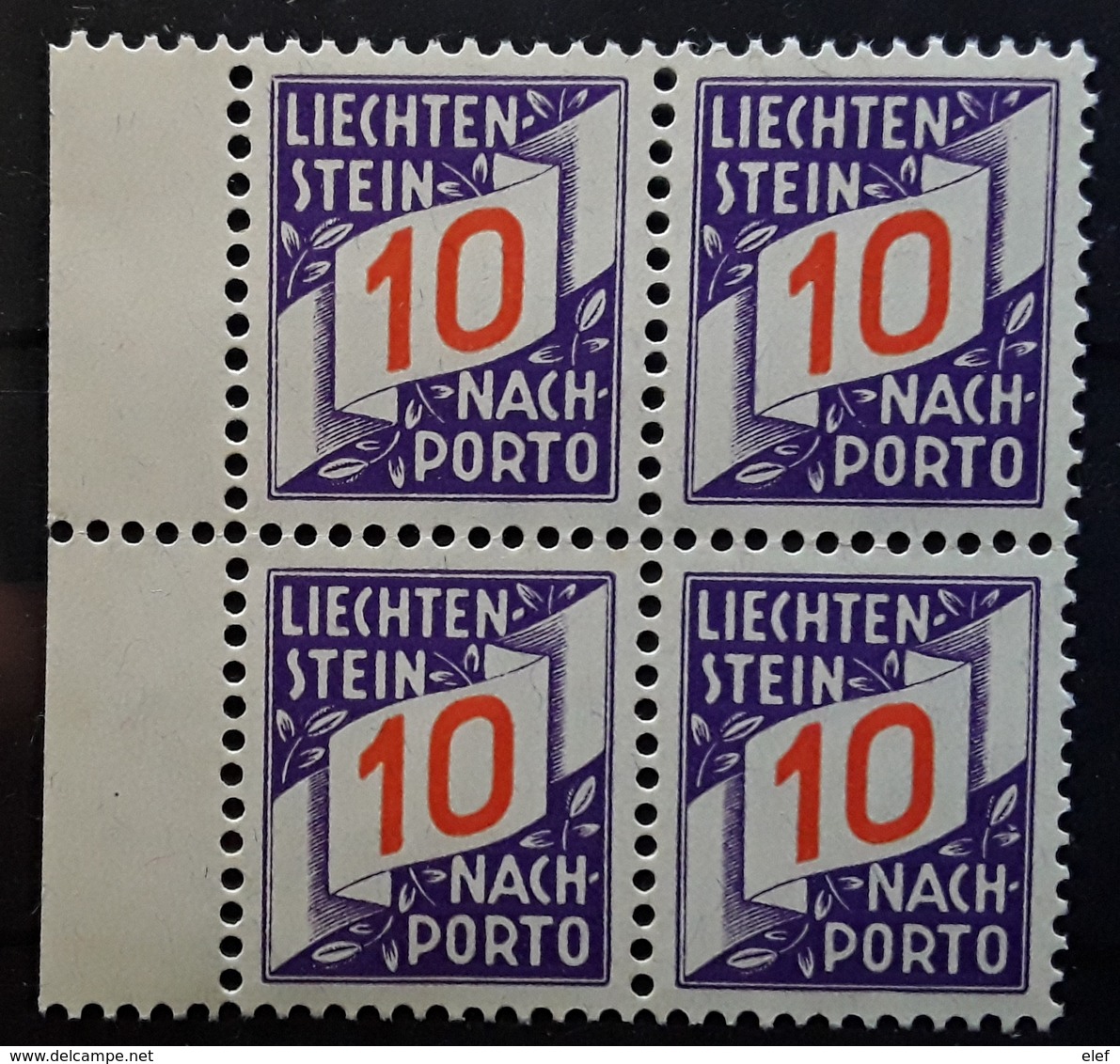 LIECHTENSTEIN  1928, Nach Porto / Taxe / Postage Due, BLOC De 4 , 10 R , Yvert N° 14, Neuf ** / MNH, LUXE !! - Taxe