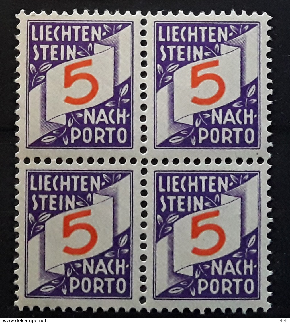 LIECHTENSTEIN  1928, Nach Porto / Taxe / Postage Due, BLOC De 4 , 5 R , Yvert N° 13, Neuf ** / MNH,TTB - Strafportzegels