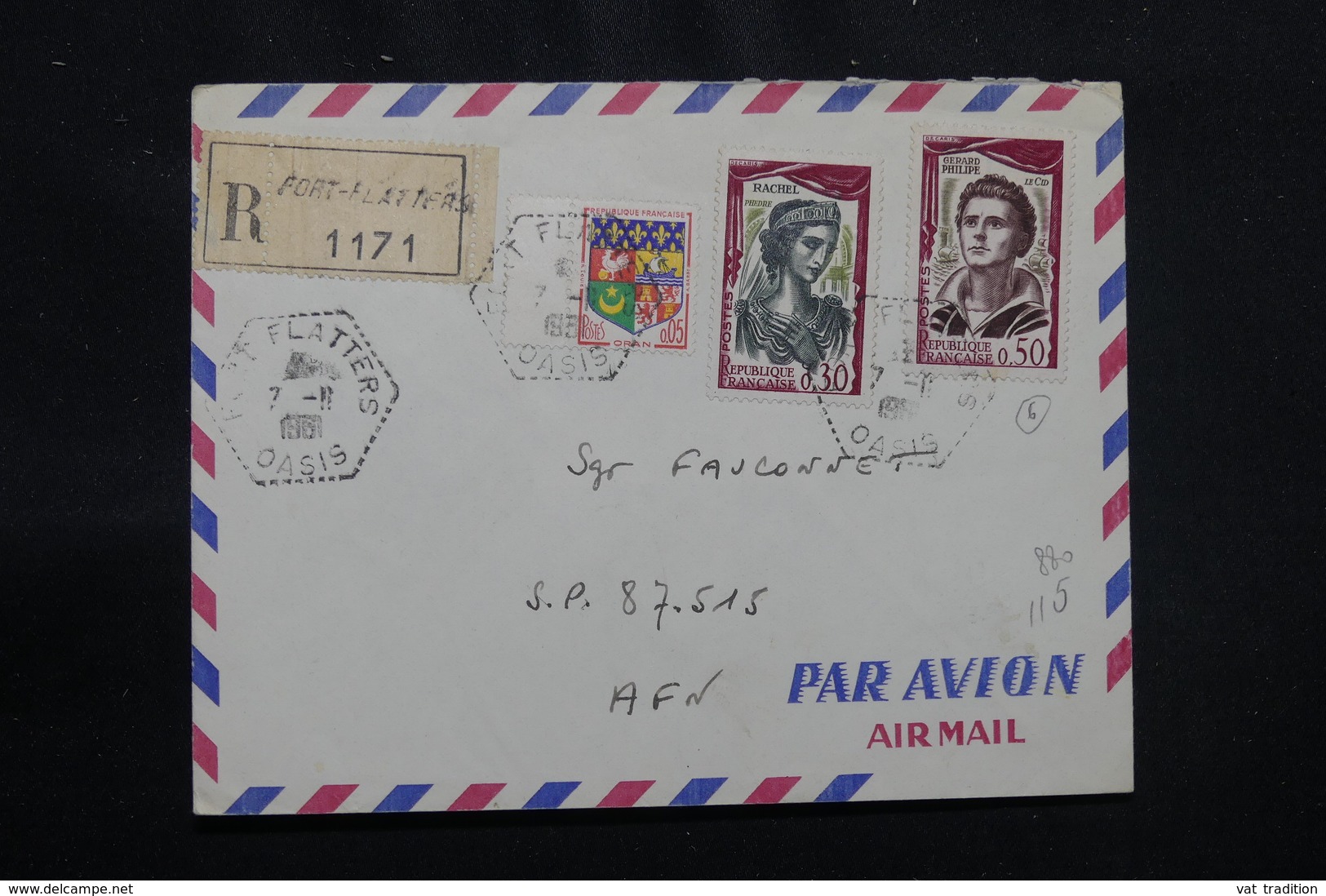 ALGÉRIE - Oblitération De Fort Flatters Oasis Sur Enveloppe En Recommandé En 1961 En FM Pour SP 87515 - L 57054 - Storia Postale