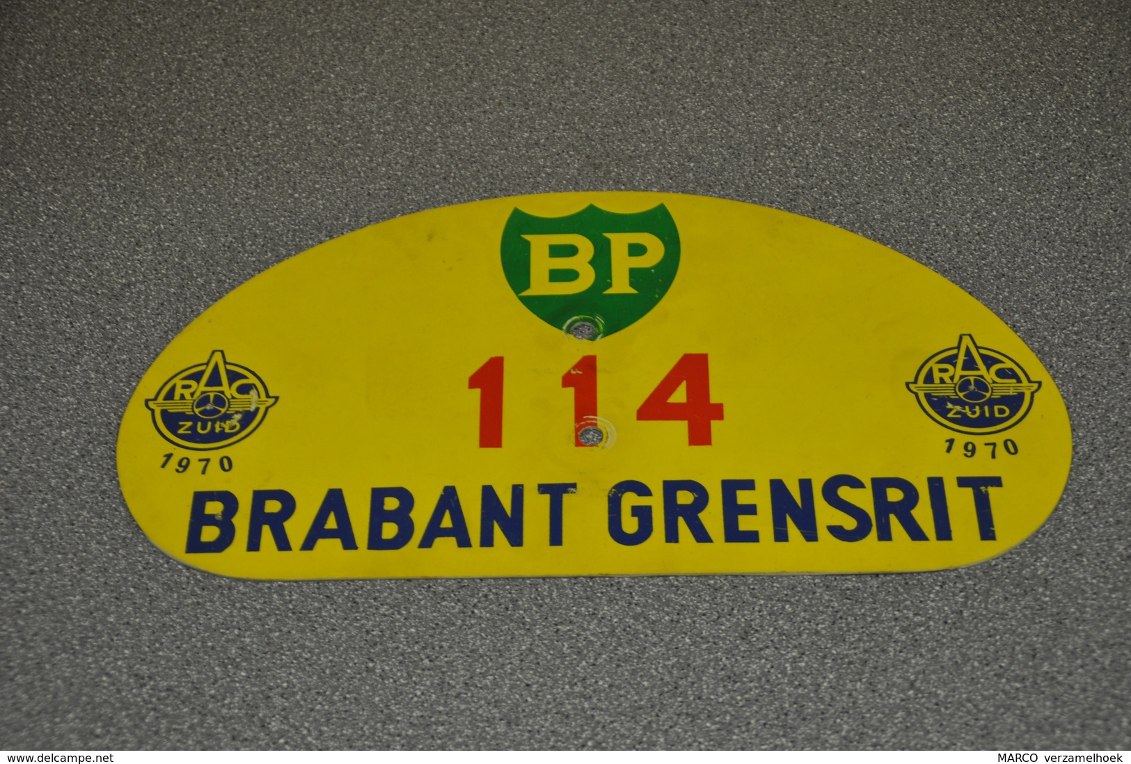 Rally Plaat-rallye Plaque Plastic: 27e Brabant-grensrit 1970 RAC-zuid BP - Rallyeschilder