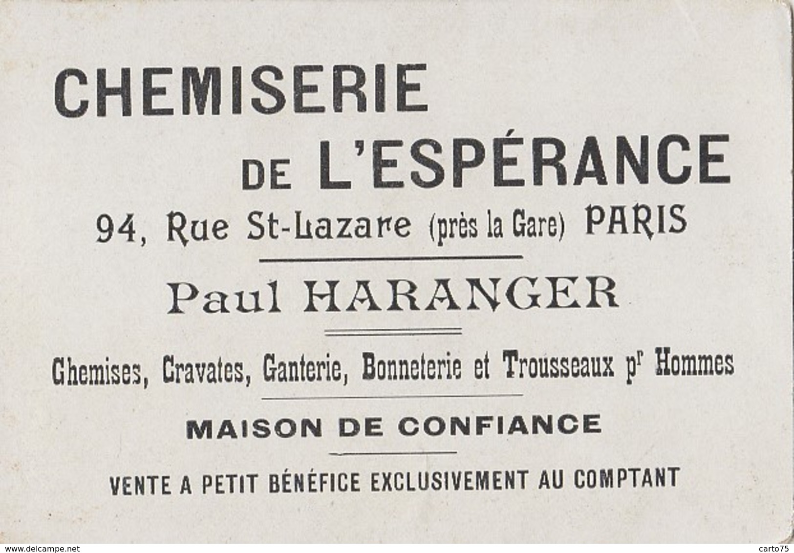 Commerce - Magasins - Chemiserie Haranger Paris Saint-Lazare - Madame Sans-gêne - Napoléon - Neipperg - Winkels