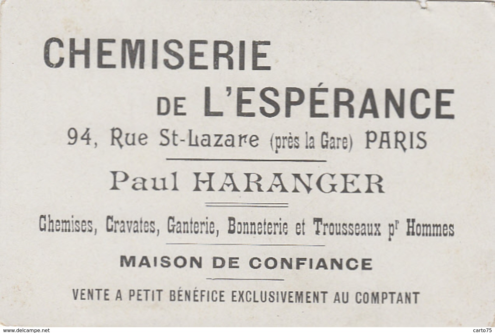 Commerce - Magasins - Chemiserie Haranger Paris Saint-Lazare - Région Champagne Caves à Vin - Winkels