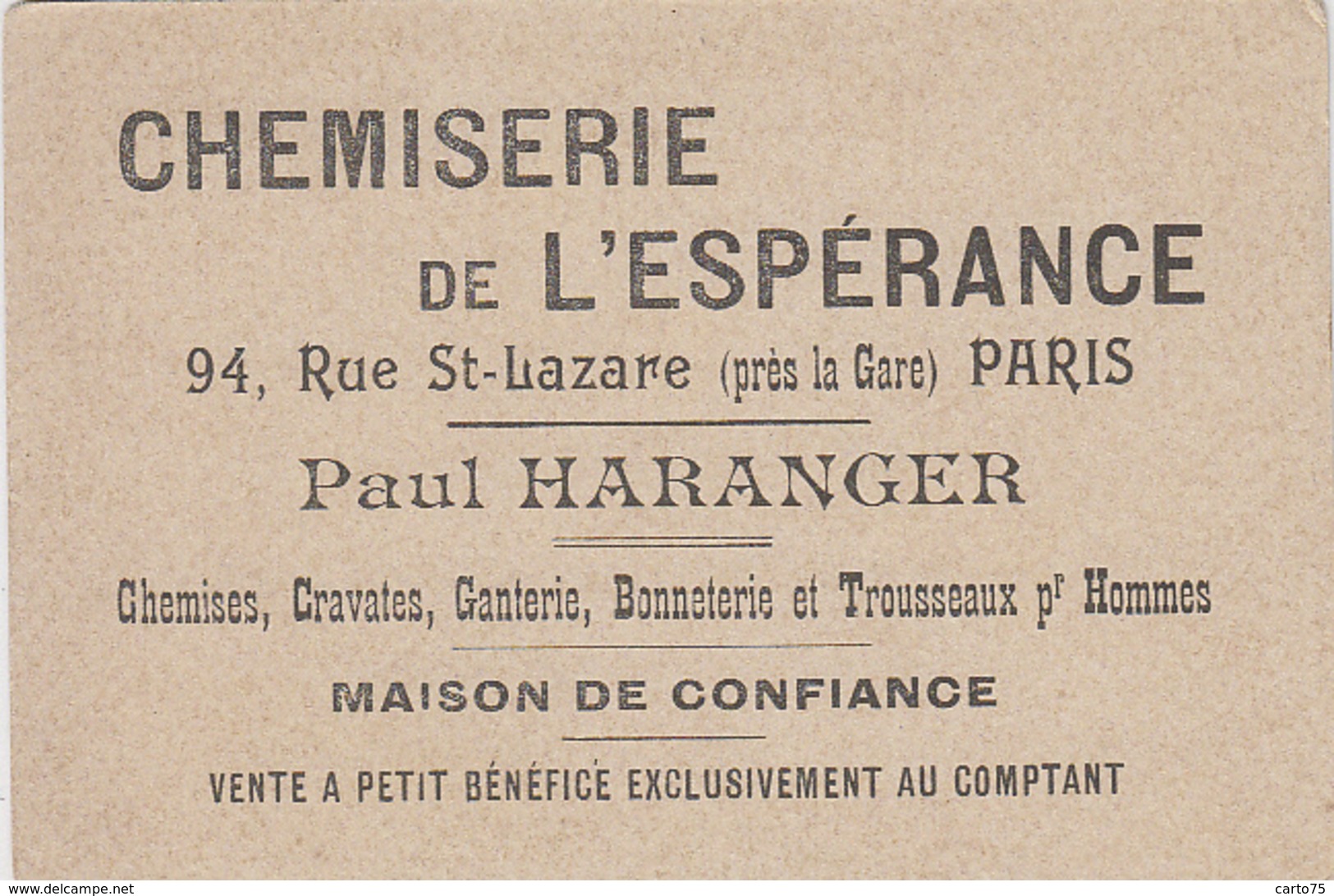 Commerce - Magasins - Chemiserie Haranger Paris Saint-Lazare - Madame Sans-gêne - Maréchal Lefebvre - Winkels
