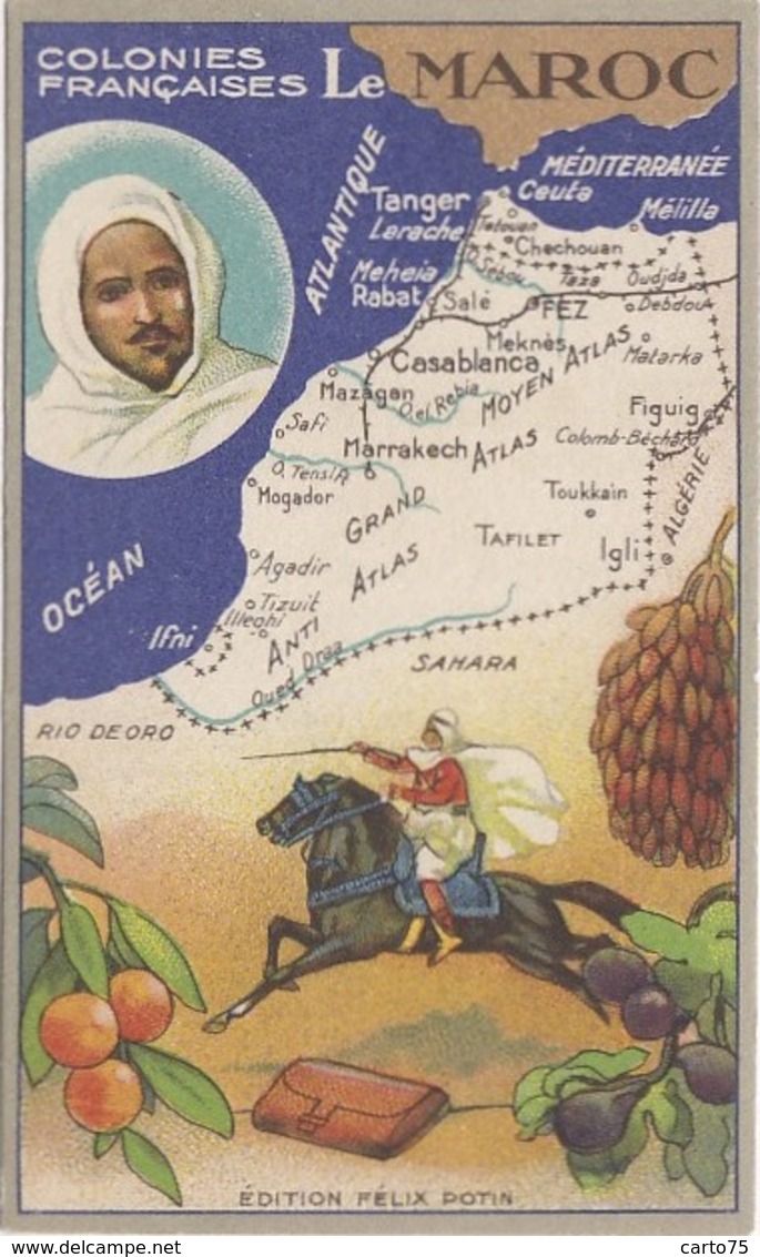 Commerce - Magasins - Chromo Félix Potin - Le Maroc Colonies Françaises - Cavalier Fruits - Géographie - Winkels