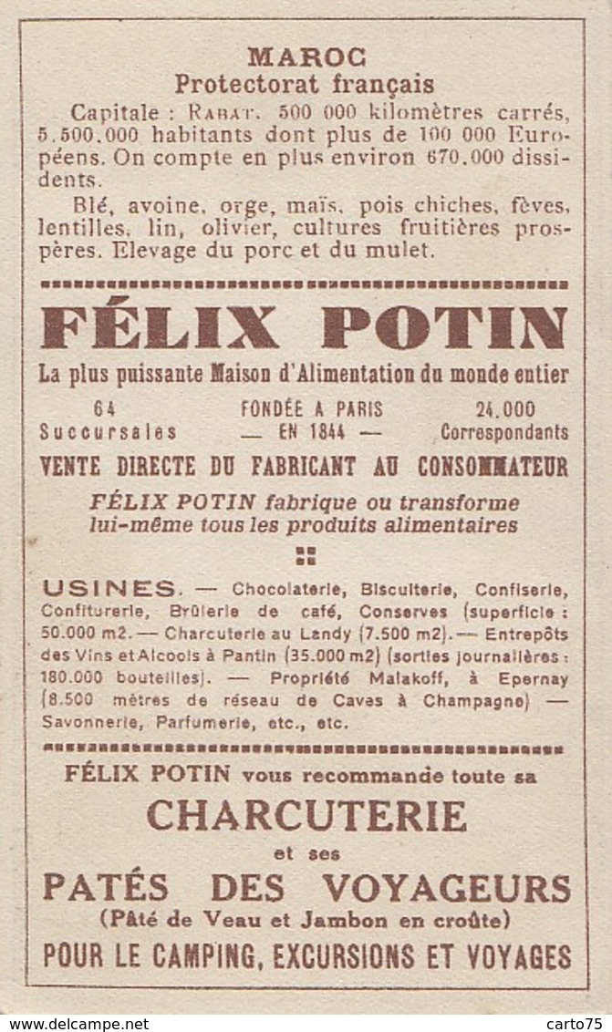 Commerce - Magasins - Chromo Félix Potin - Le Maroc Colonies Françaises - Cavalier Fruits - Géographie - Negozi