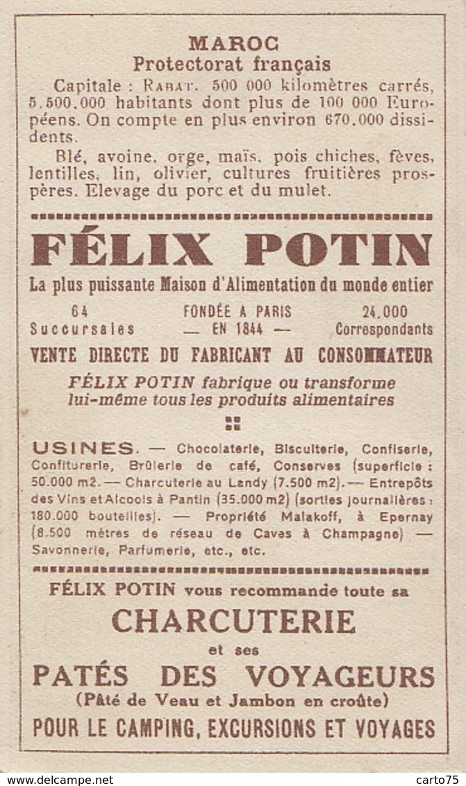 Commerce - Magasins - Chromo Félix Potin - Le Maroc Colonies Françaises - Cavalier Fruits - Géographie - Winkels