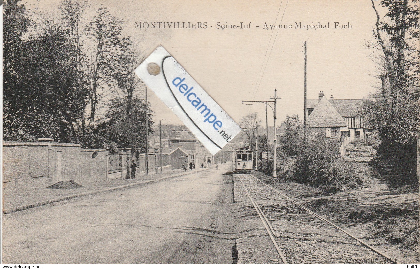 MONTIVILLIERS : Avenue Maréchal Foch,Tramway. édit Lemaine. - Montivilliers