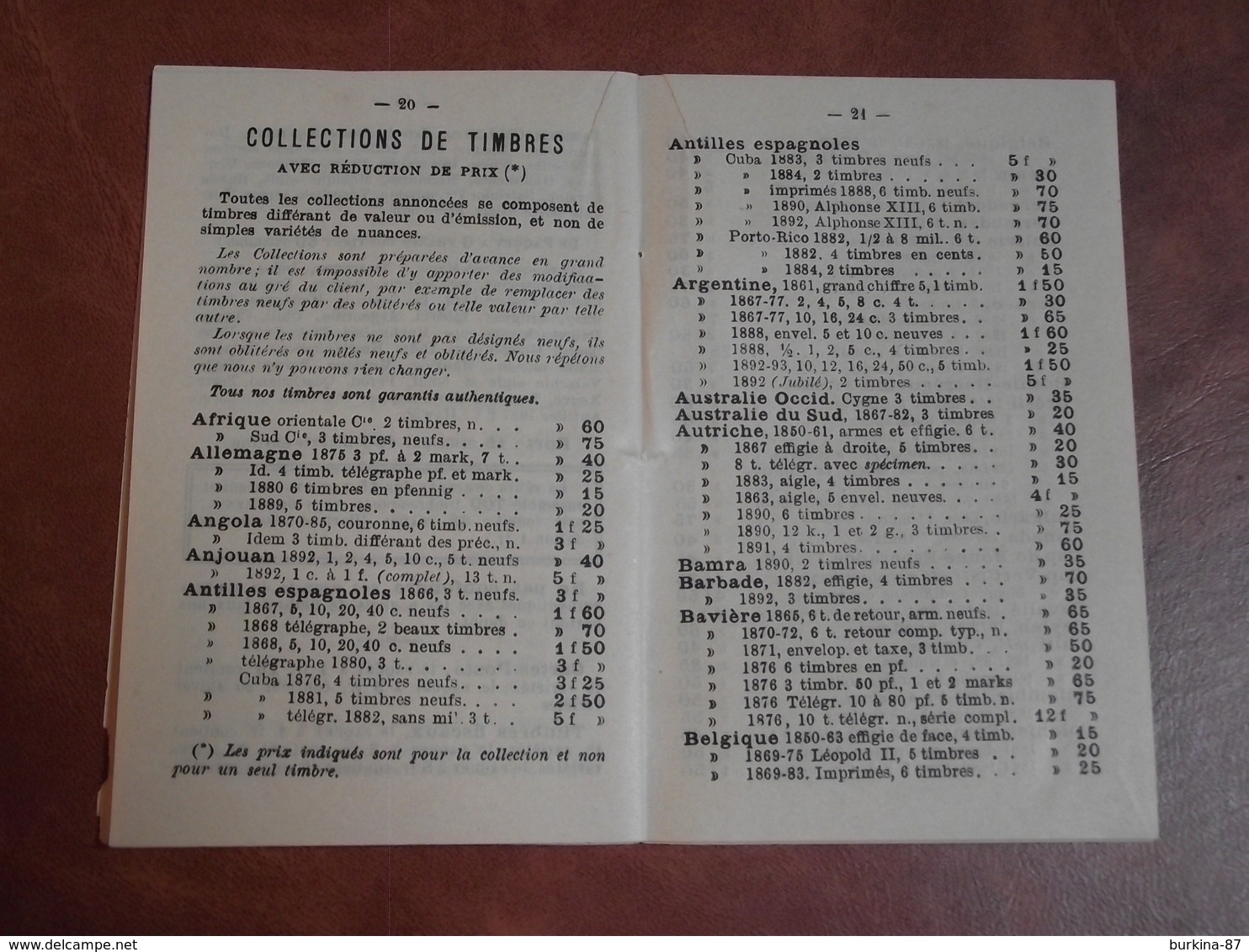 Catalogue,de vente de timbres, ARTHUR MAURY, 1895 ? petit fascicule, Paris