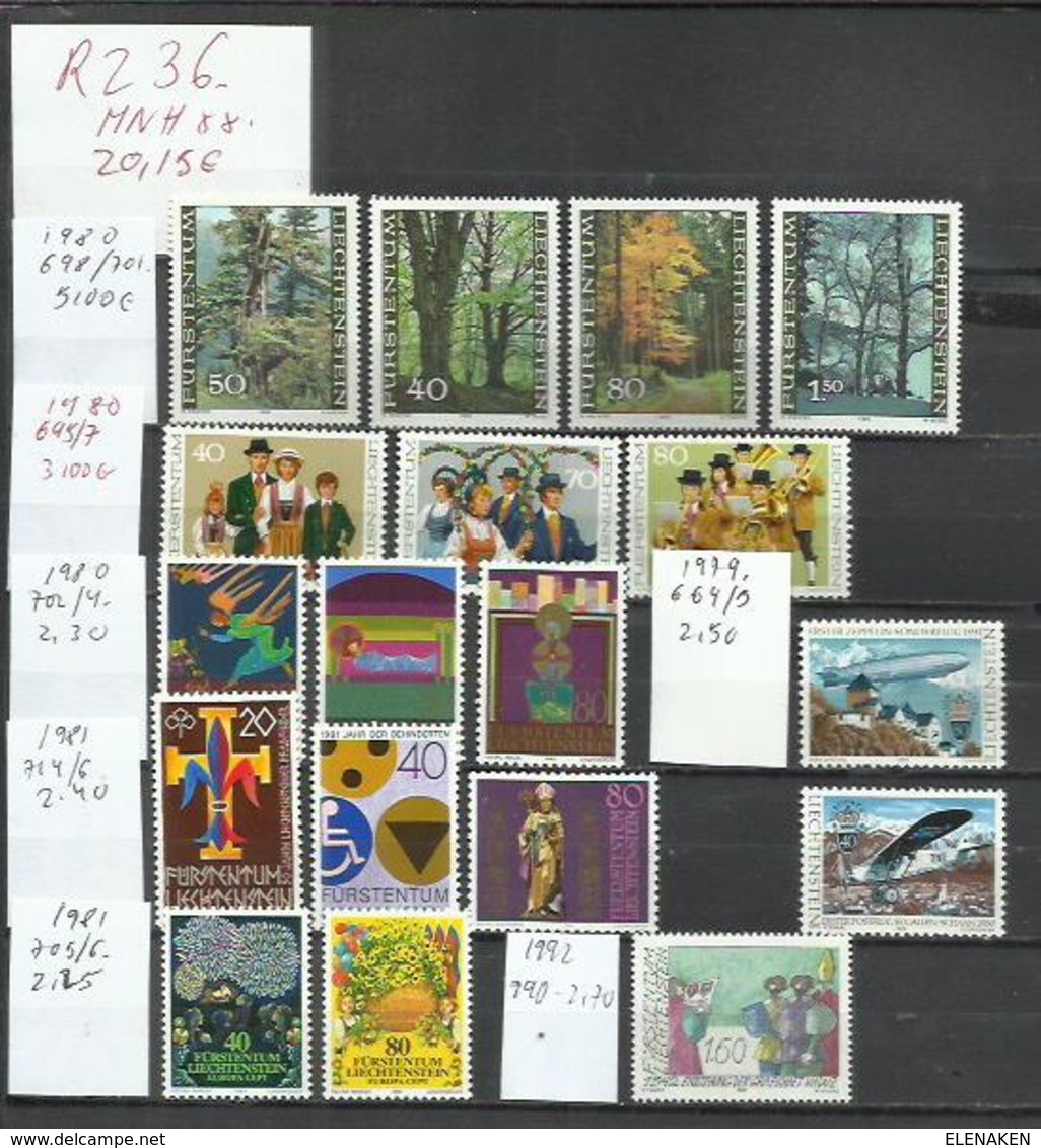 R236-LOTE TODO BONITAS  SERIES COMPLETAS LIECHTENSTEIN NUEVOS MNH** 20,00€ - Collections